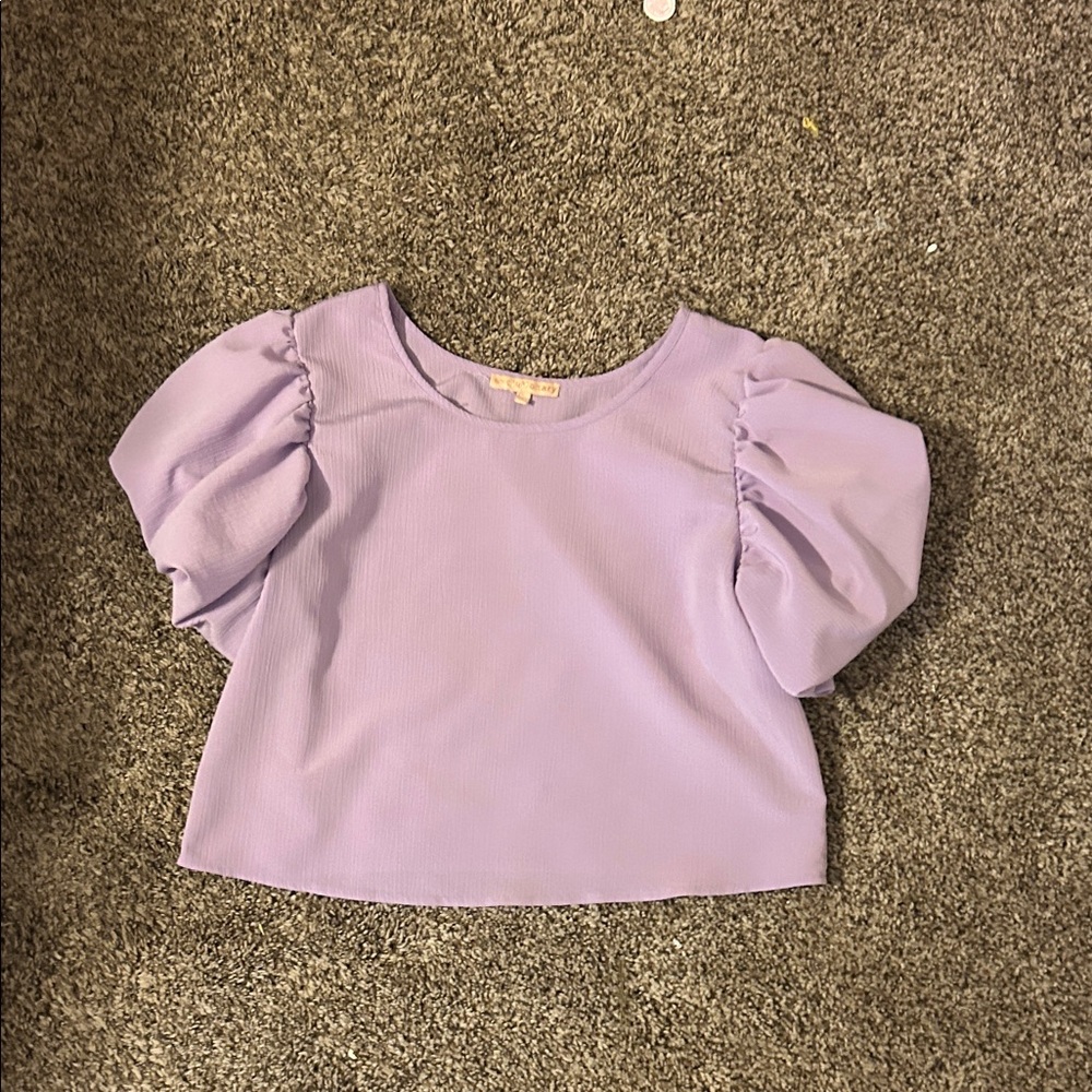 Chic Lavender Puff Sleeve Blouse